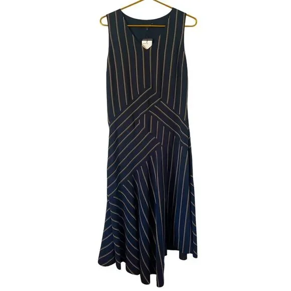 Lafayette Ashlena V-Neck‎ Sleeveless Asymmetric Draped Midi Dress, Size 6